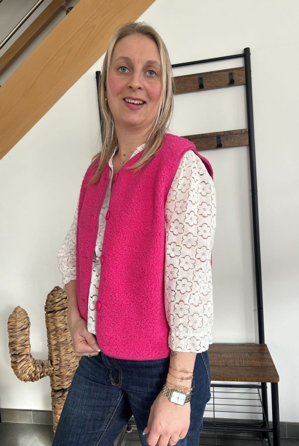 veste sans manches fuchsia