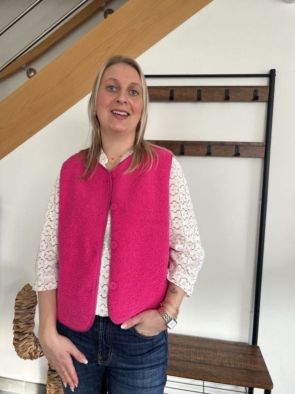 veste sans manches fuchsia