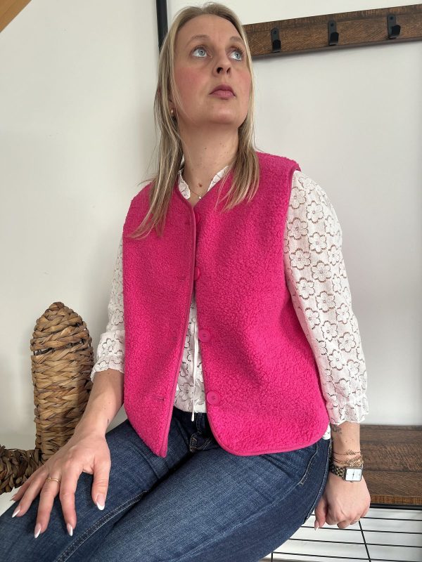 veste sans manches fuchsia