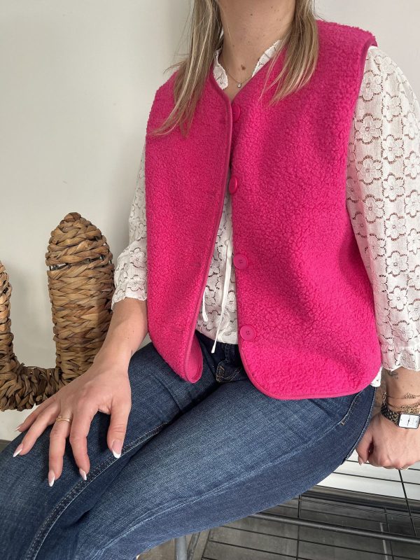 veste sans manches fuchsia