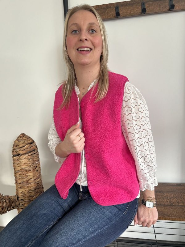 veste sans manches fuchsia