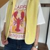T-shirt homard pour femme avec veste sans manches jaune