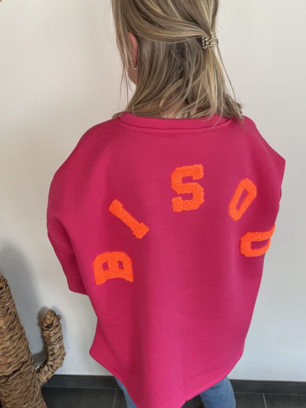 sweat bisou fuchsia et orange