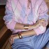 Gilet losanges rose