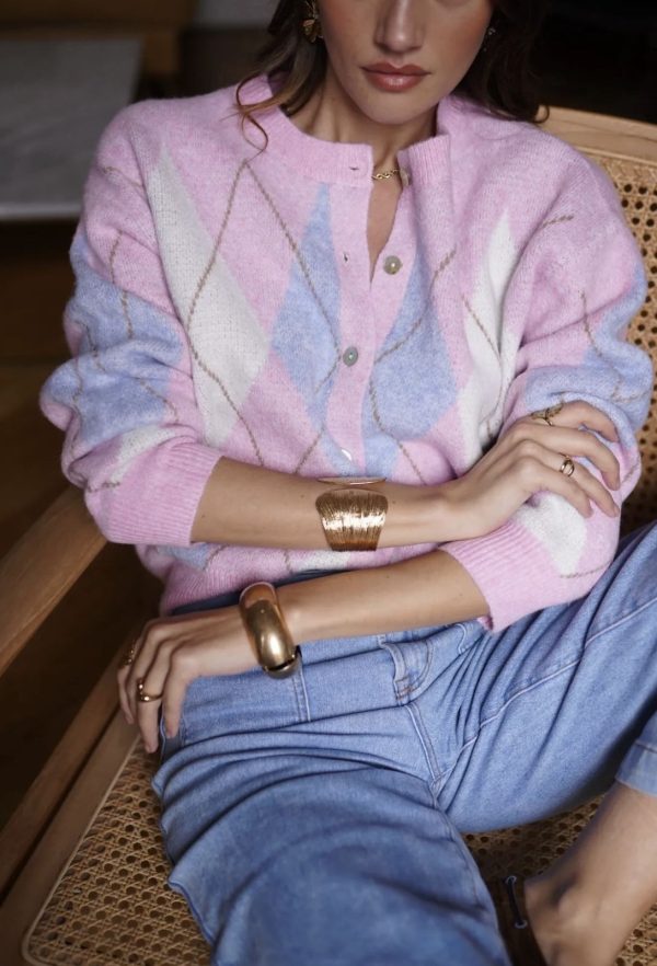 Gilet losanges rose