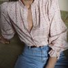 Blouse fleurie rose