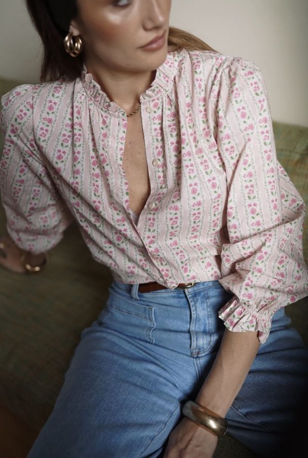 Blouse fleurie rose