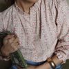 Blouse fleurie rose
