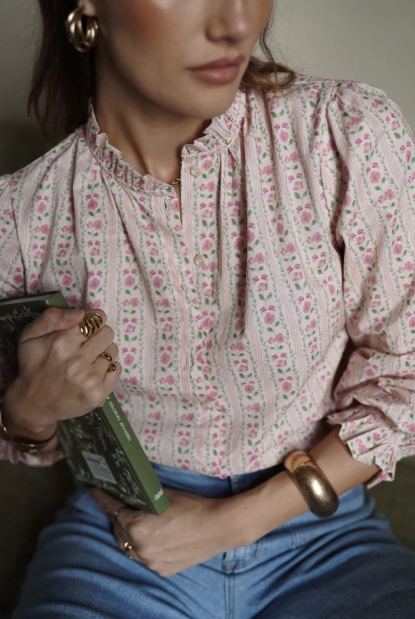 Blouse fleurie rose
