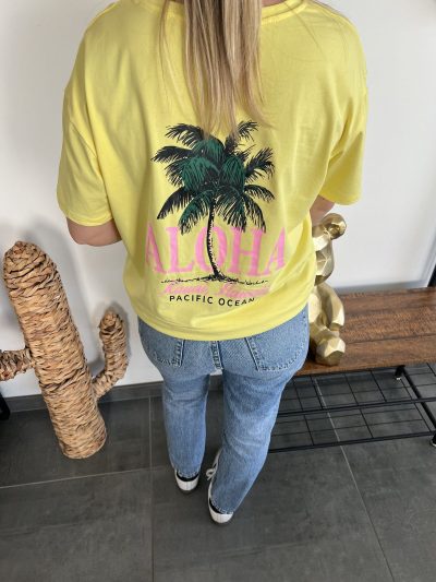 t-shirt Aloha jaune t-shirt Aloha jaune pour femme