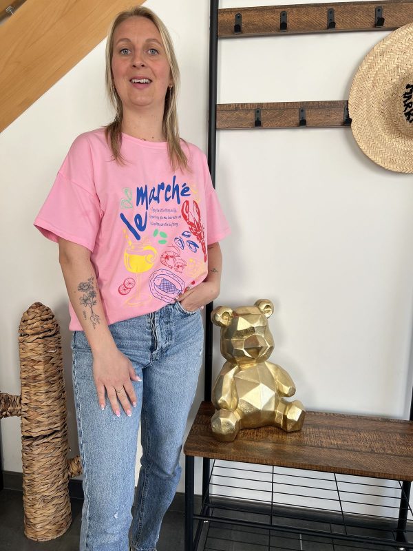 t-shirt femme rose le marché