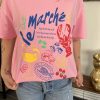 t-shirt rose le marché pour femme