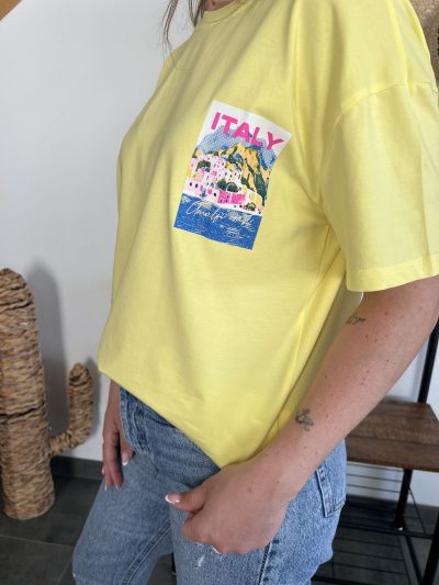 t-shirt jaune italy t-shirt femme jaune