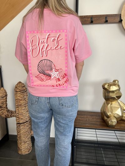 T-shirt coquillage rose pour femme