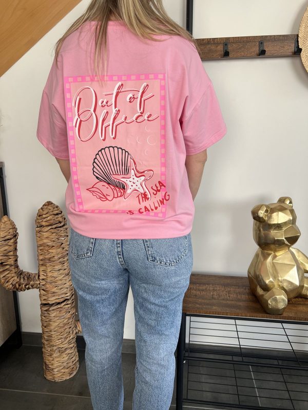 T-shirt coquillage rose pour femme