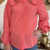 Chemise col claudine vichy pour femme