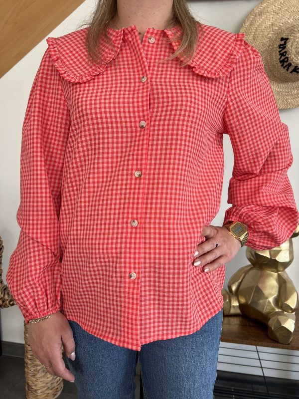 Chemise col claudine vichy pour femme