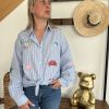 Chemise rayée bleu femme