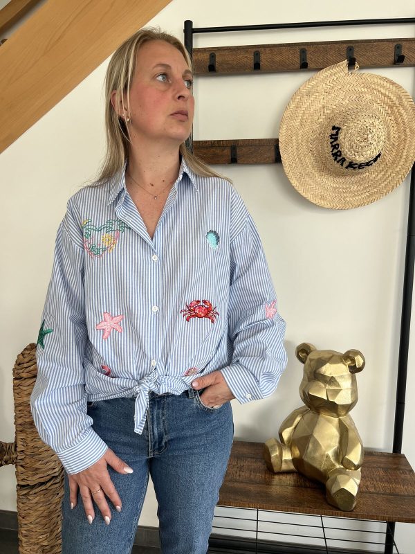 Chemise rayée bleu femme