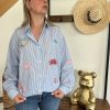 Chemise rayée bleu femme