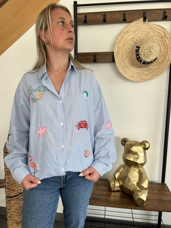 Chemise rayée bleu femme