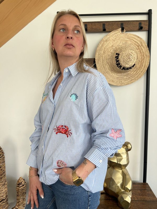 Chemise rayée bleu femme