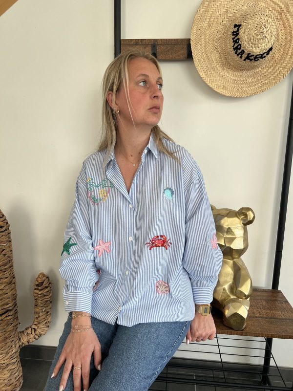 Chemise rayée bleu femme