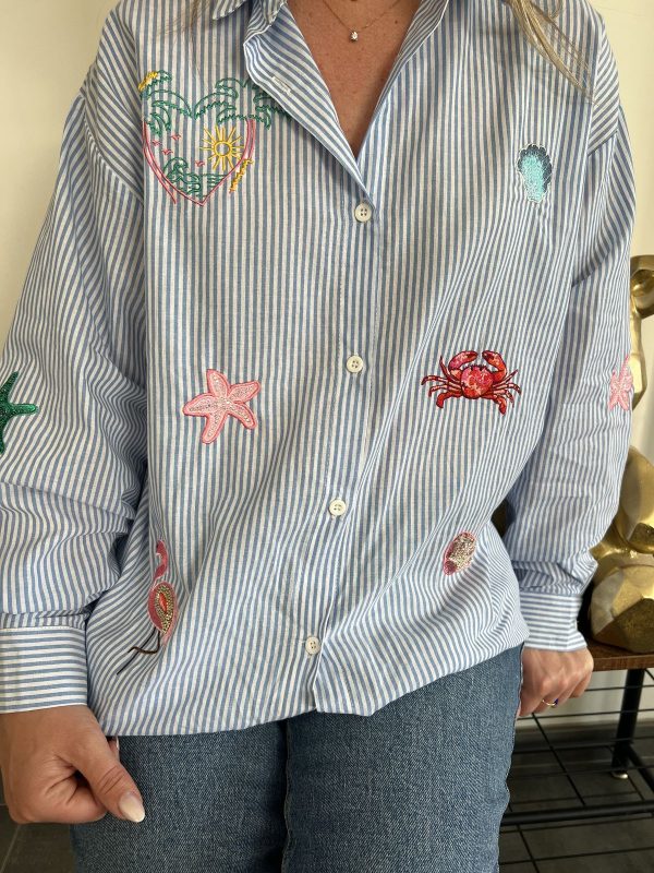 Chemise rayée bleu femme