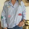 Chemise rayée bleu femme