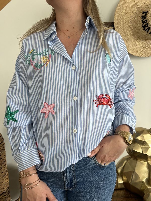 Chemise rayée bleu femme