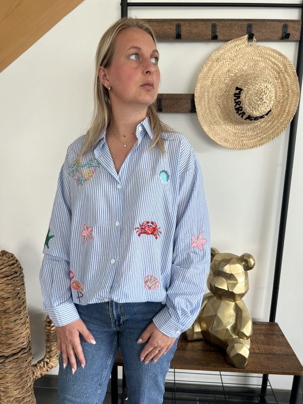 Chemise rayée bleu femme