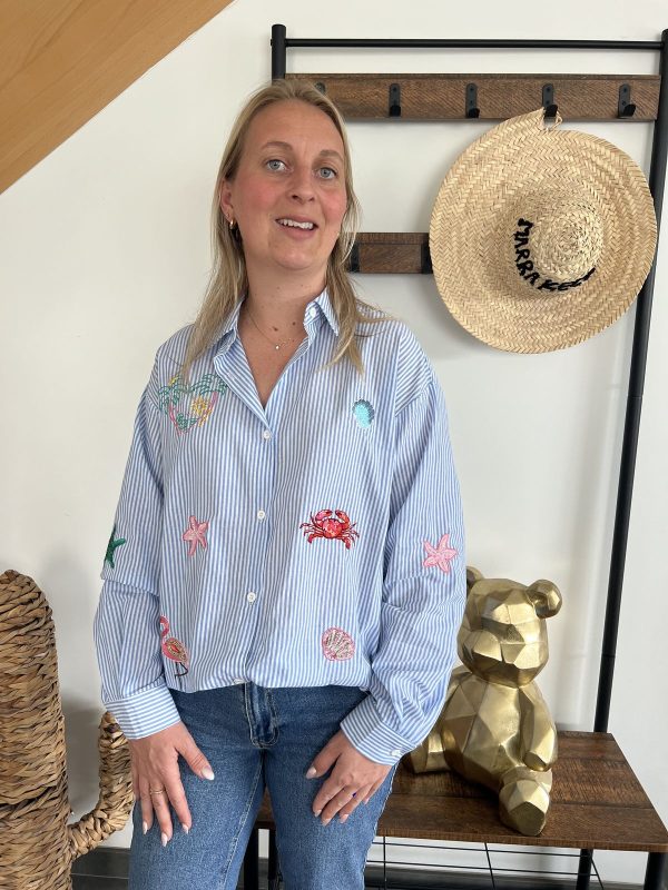 Chemise rayée bleu femme