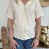 Top manches courtes brodé femme