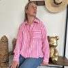 Chemise rayée rose