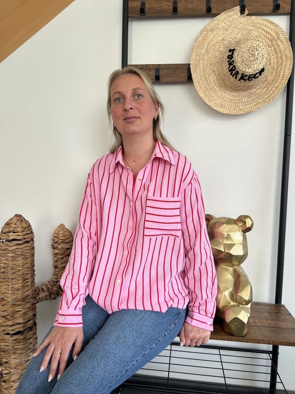 Chemise rayée rose