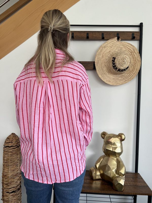 Chemise rayée rose