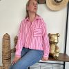Chemise rayée rose