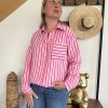 Chemise rayée rose