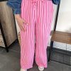 Pantalon rayé rose