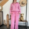 Pantalon rayé rose