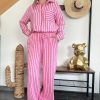 Chemise rayée rose