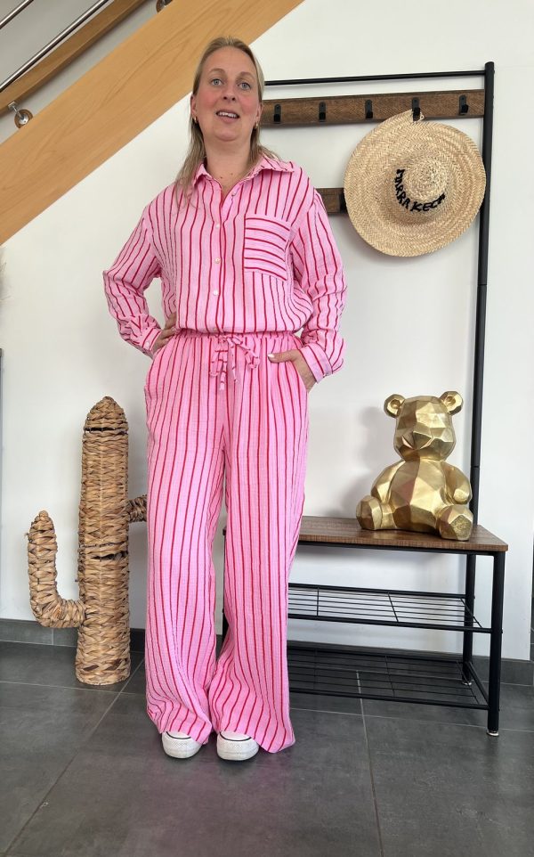 Chemise rayée rose