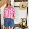 Chemise rayée rose