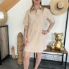 Robe à rayures beige