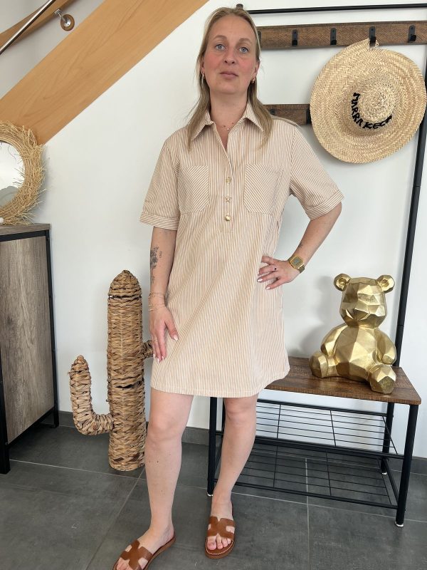 Robe à rayures beige