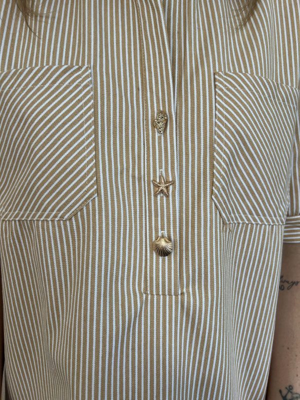 Robe à rayures beige
