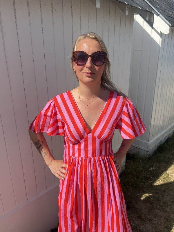 Robe longue à rayures