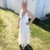 Robe longue blanche en broderie