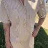 Robe à rayures beige et blanc