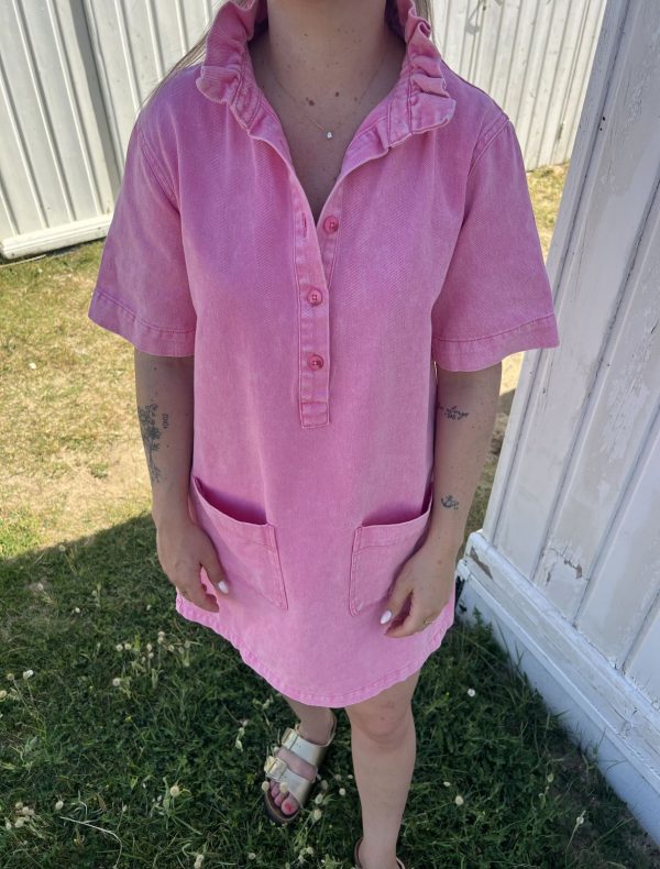 Robe en jean rose